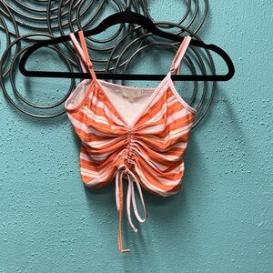 Striped Orange Ruched Women’s Top